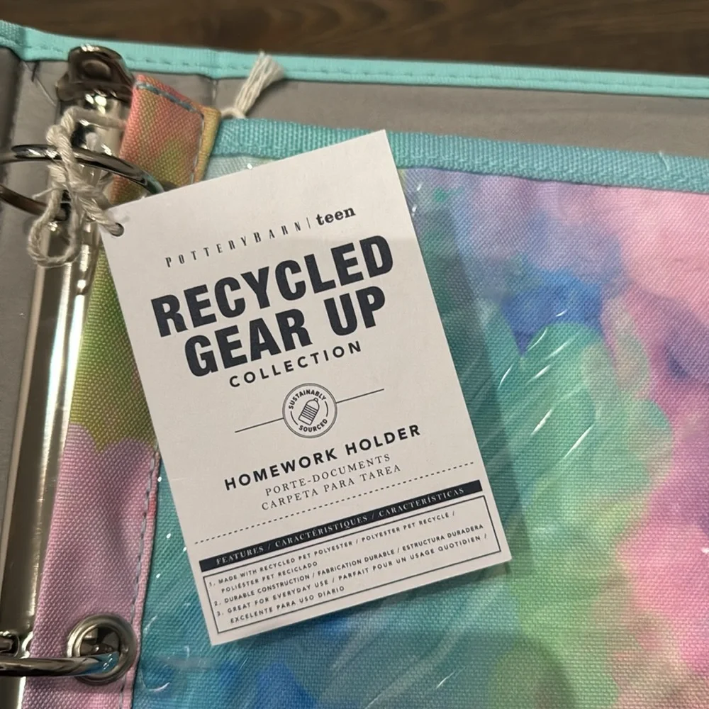 Pottery barn tie dye binder with zippered pouch